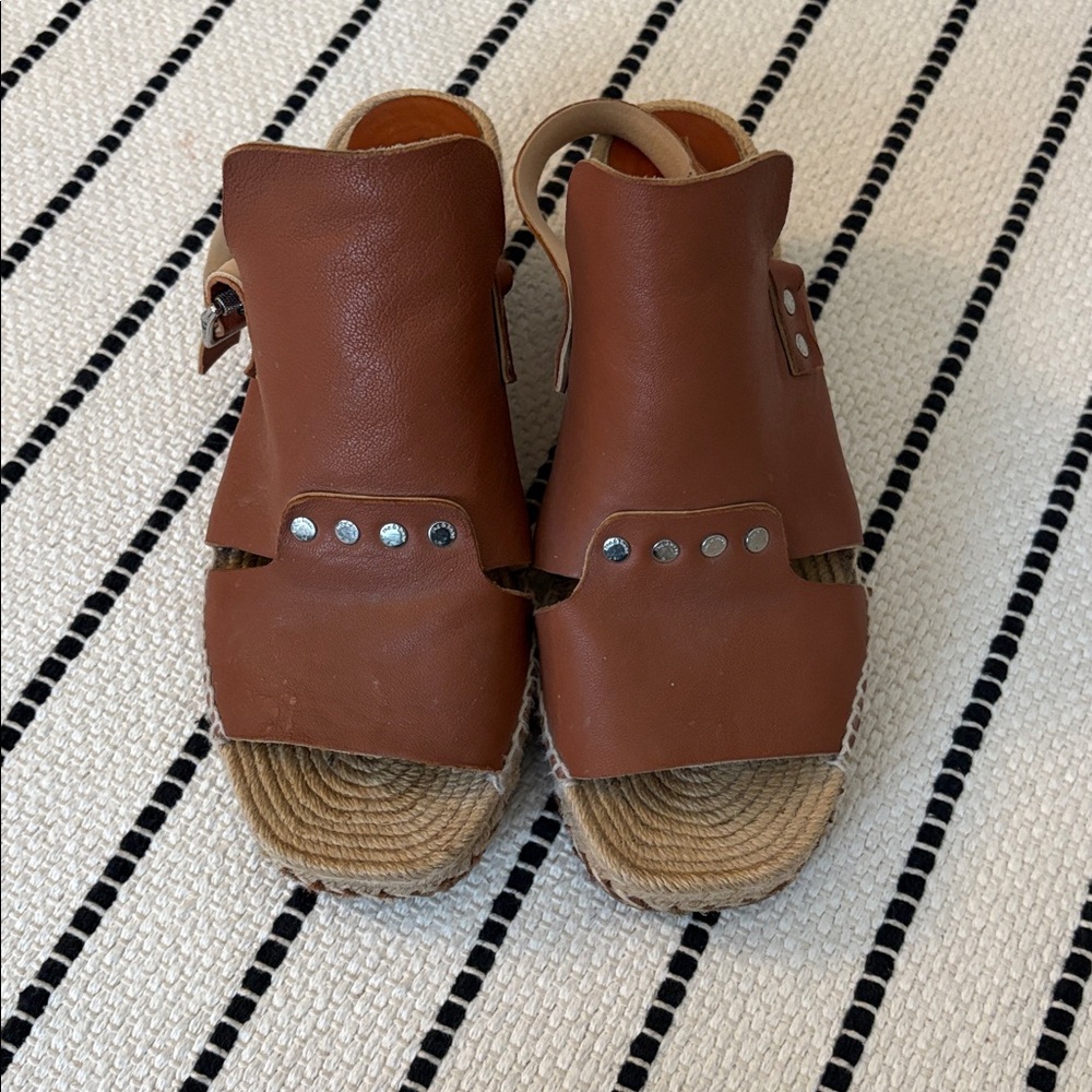 Rag & Bone Brown Leather Espadrille Sandals - Picture 2 of 6